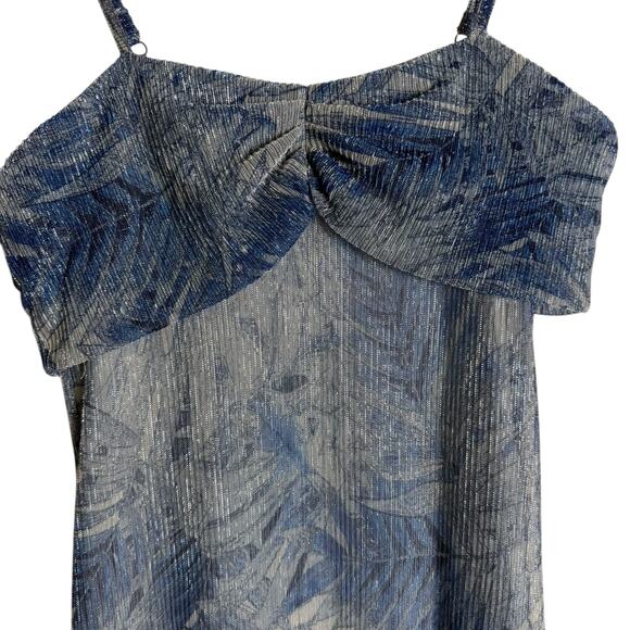 Mia Vesper Frond Mermaid Blue Printed Sleeveless Chiffon Maxi Dress Size Small - Picture 8 of 15